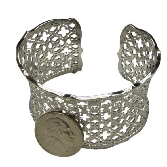 Kendra Scott Candice Cuff Bracelet Silver Tone Filigree Open Lace Design - Picture 5 of 6